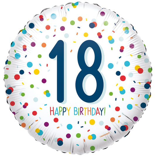 Confetti Birthday 18th 17″ Balloon