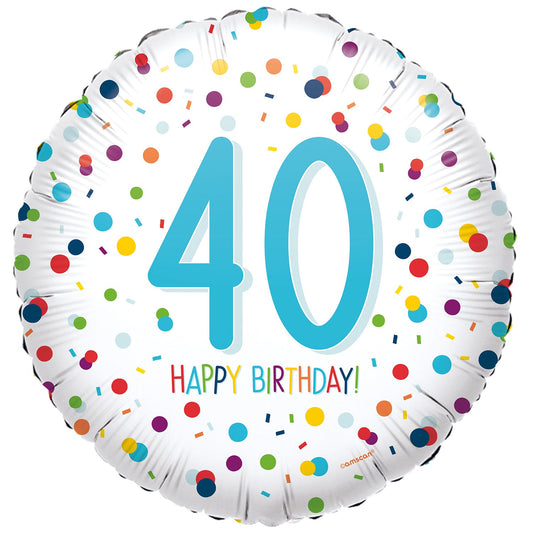 Confetti Birthday 40th 17″ Balloon