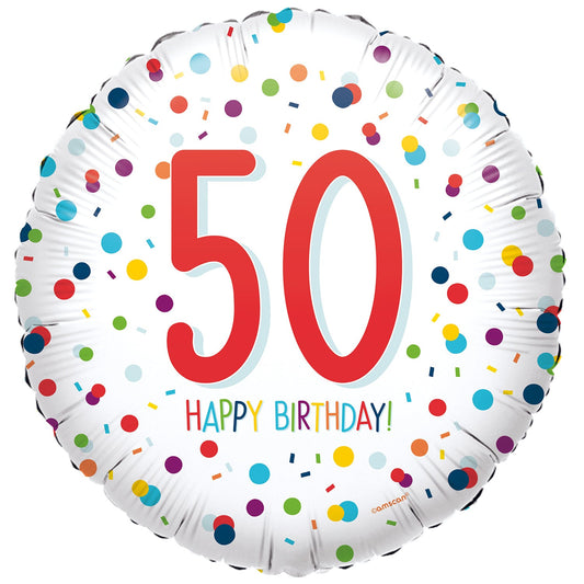 Confetti Birthday 50th 17″ Balloon