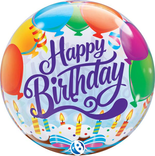 Happy Birthday Balloons Candles 22″ Bubble Balloon